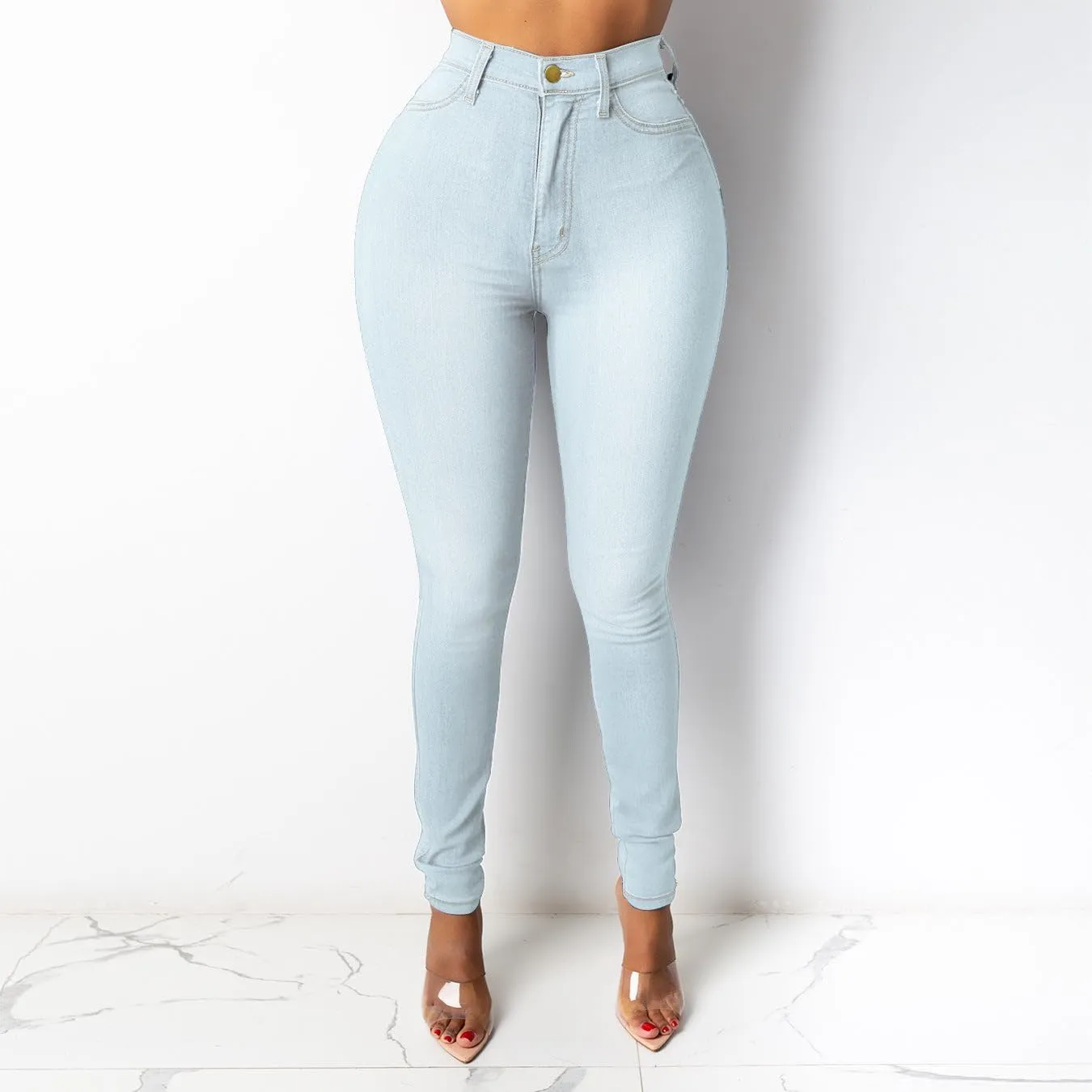 Womens Denim Jeans Slim Fit Tights Pants Fashionable Jean Trousers for Ladies Denim Bottoms Cotton Denim Pants and