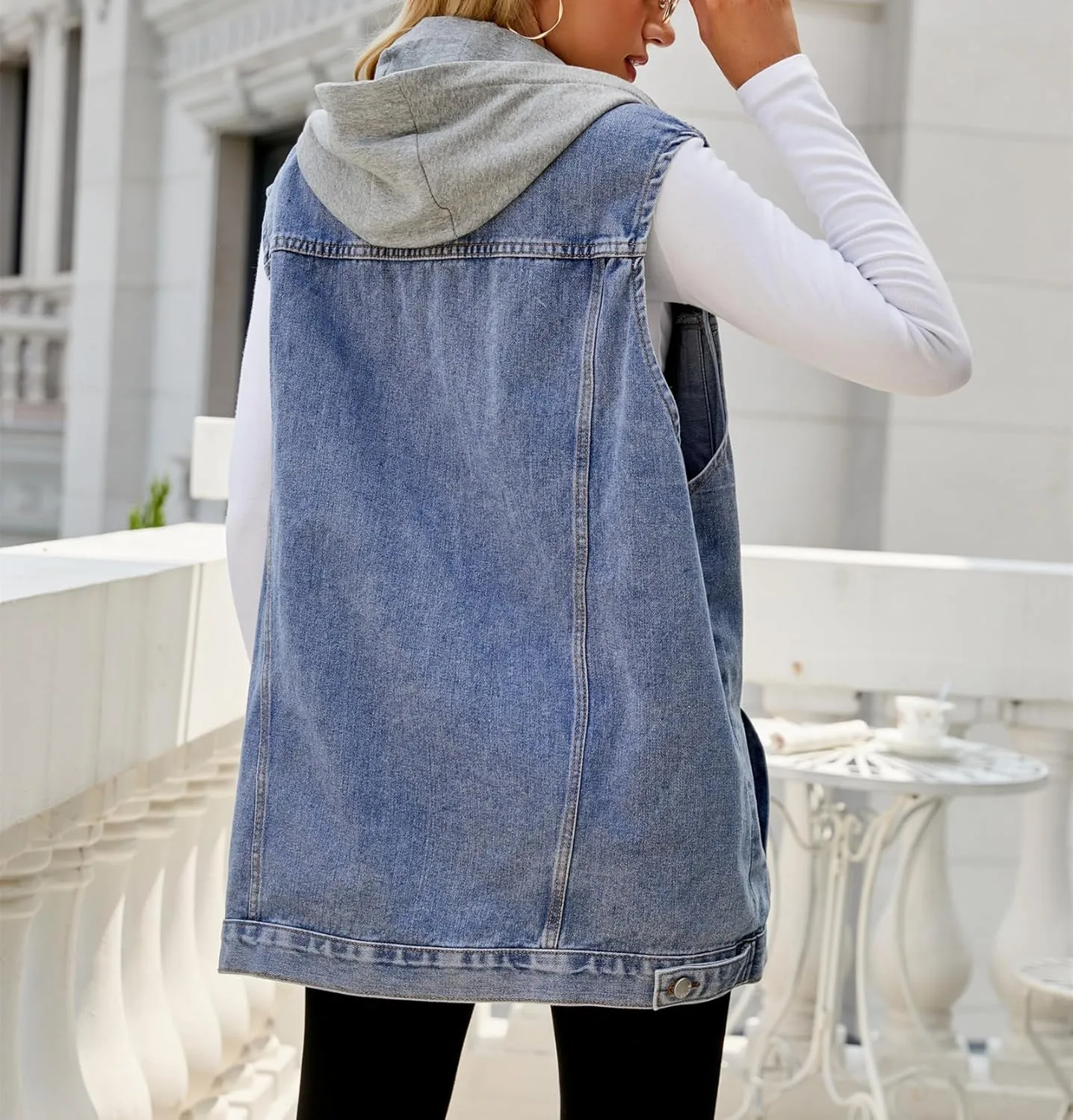 Women's Denim Vest Oversized Casual Classic Sleeveless Button Denim Jacket