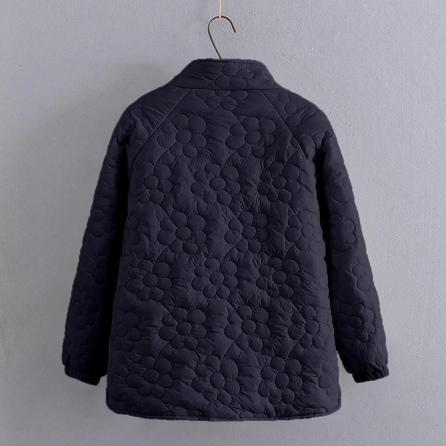 Women's Down Jackets Lapel Buttons Closed Casual Puffer Jacket Coat Cozy Lightweight Long Sleeve Floral Fuzzy Outwear