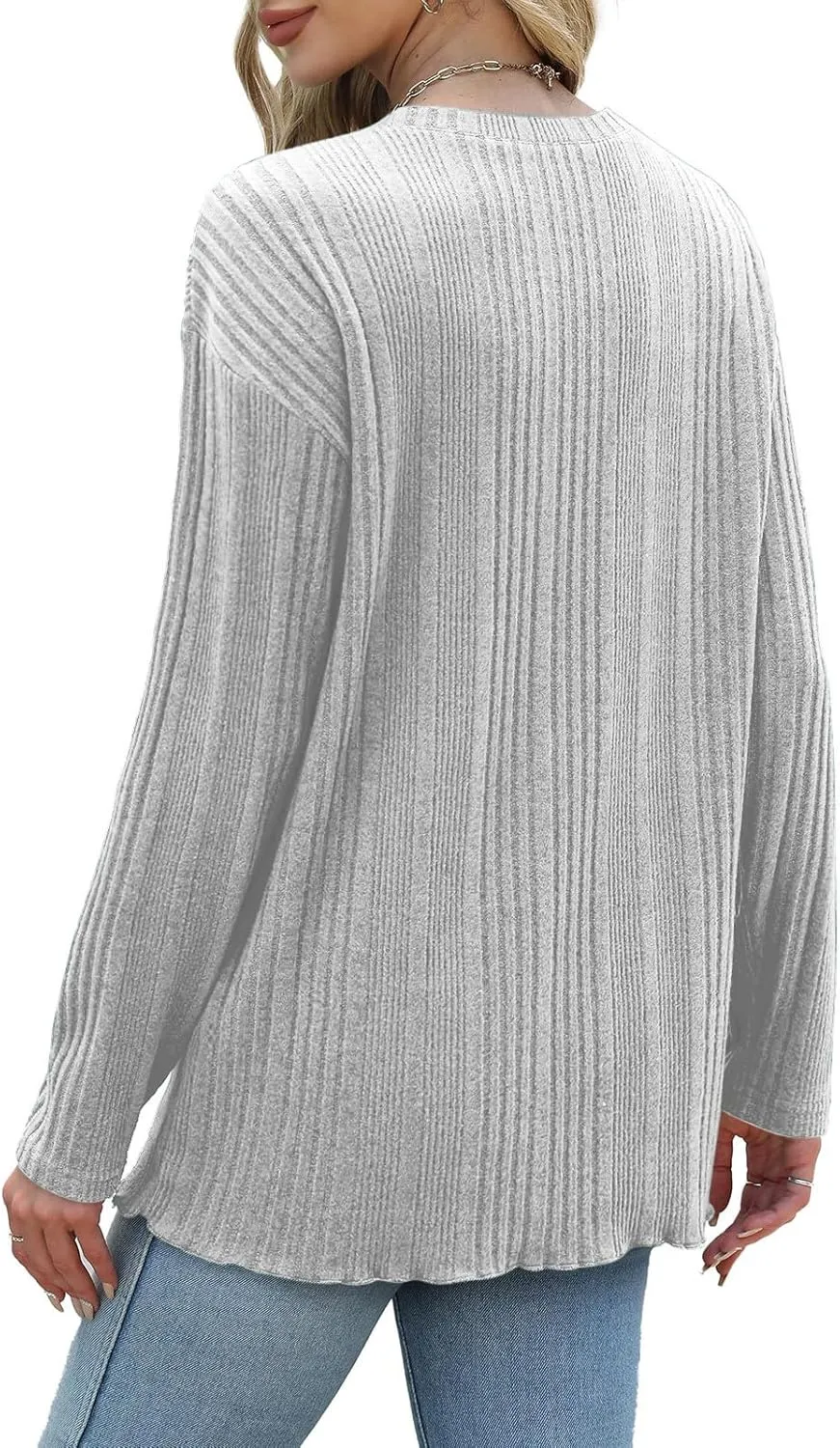 Womens Fall Winter Tops 2024 Soft Long Sleeve Casual Blouses Crewneck Knit Pullover Sweater Tops