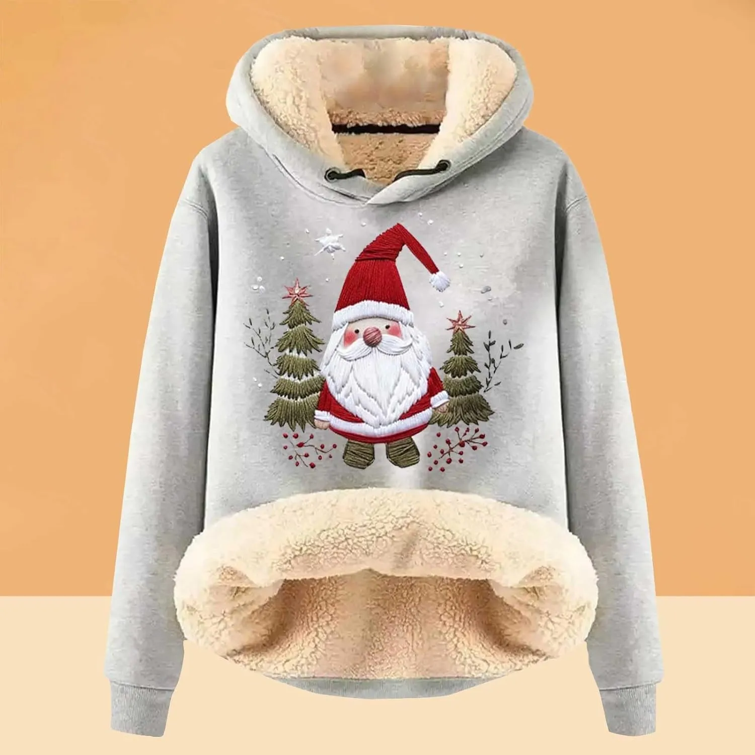 Women'S Fashion Daily Sweater And Velvet Thickened Warm Loose Hooded Pullover Women'S Christmas Hoodie Christmas