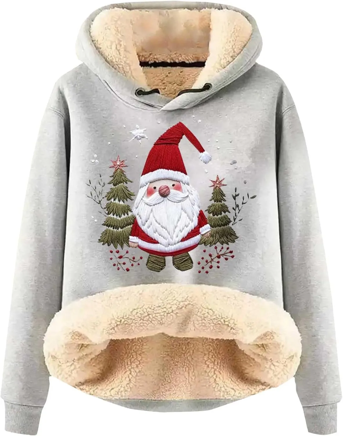 Women'S Fashion Daily Sweater And Velvet Thickened Warm Loose Hooded Pullover Women'S Christmas Hoodie Christmas