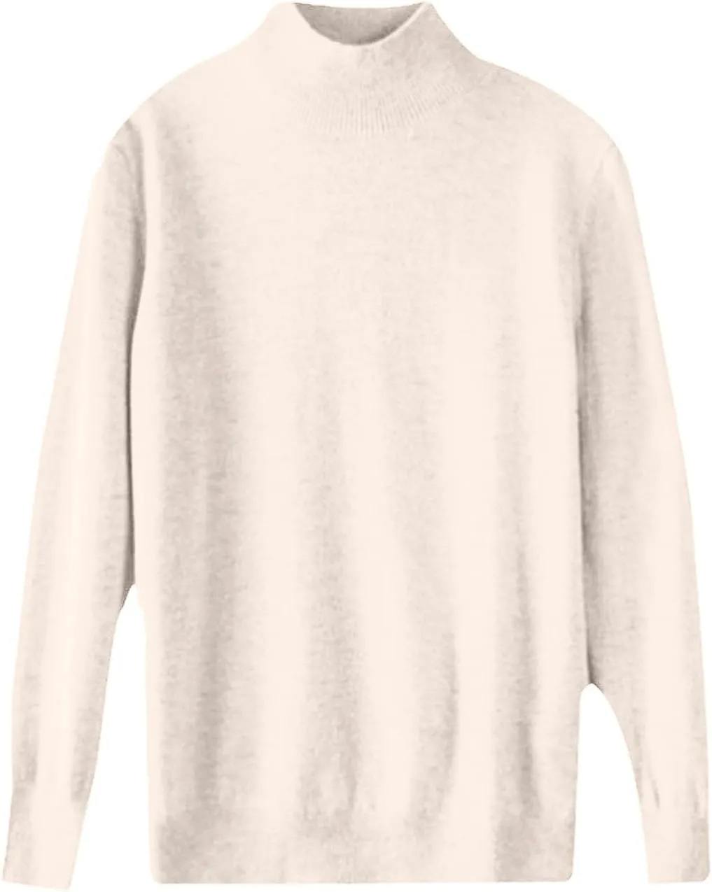 Womens Fleece Pullover Half Turtleneck Solid Color Basic Casual Sweater Tops Fashion Soft Knitted Long Sleeve Sweater