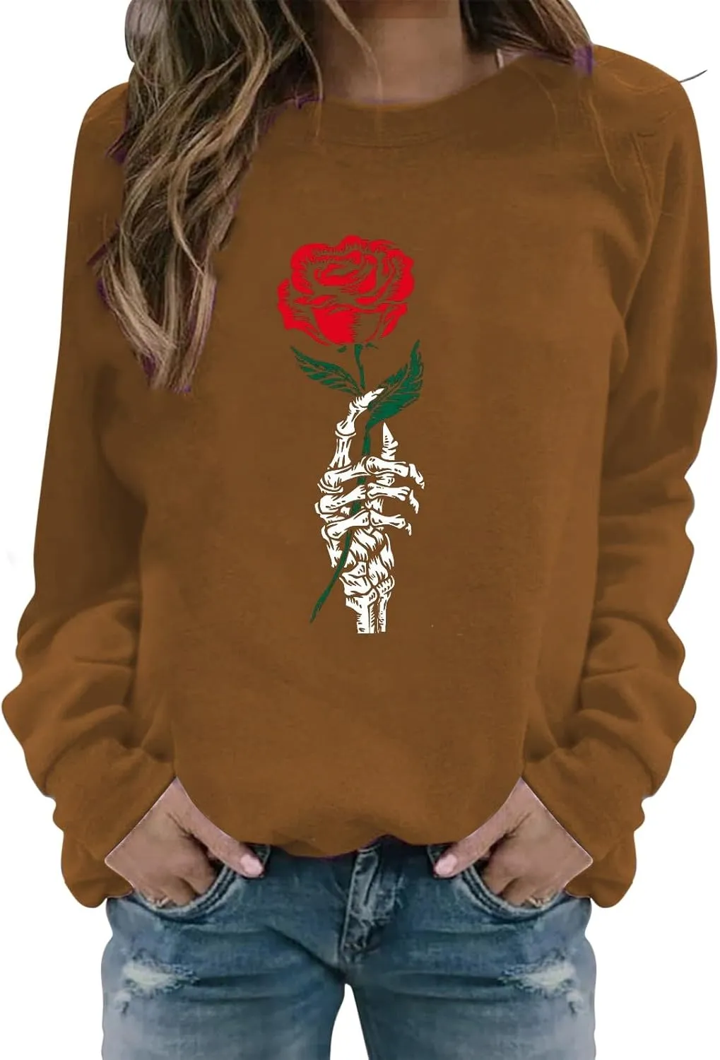 Womens Floral Print Sweatshirt Long Sleeve Crewneck Pullover Tops Fashion Lightweight Tunic Tops Fall Winter Tunic Tops