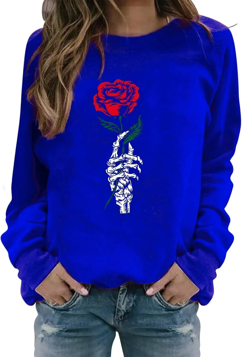 Womens Floral Print Sweatshirt Long Sleeve Crewneck Pullover Tops Fashion Lightweight Tunic Tops Fall Winter Tunic Tops