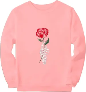 Womens Floral Print Sweatshirt Long Sleeve Crewneck Pullover Tops Fashion Lightweight Tunic Tops Fall Winter Tunic Tops