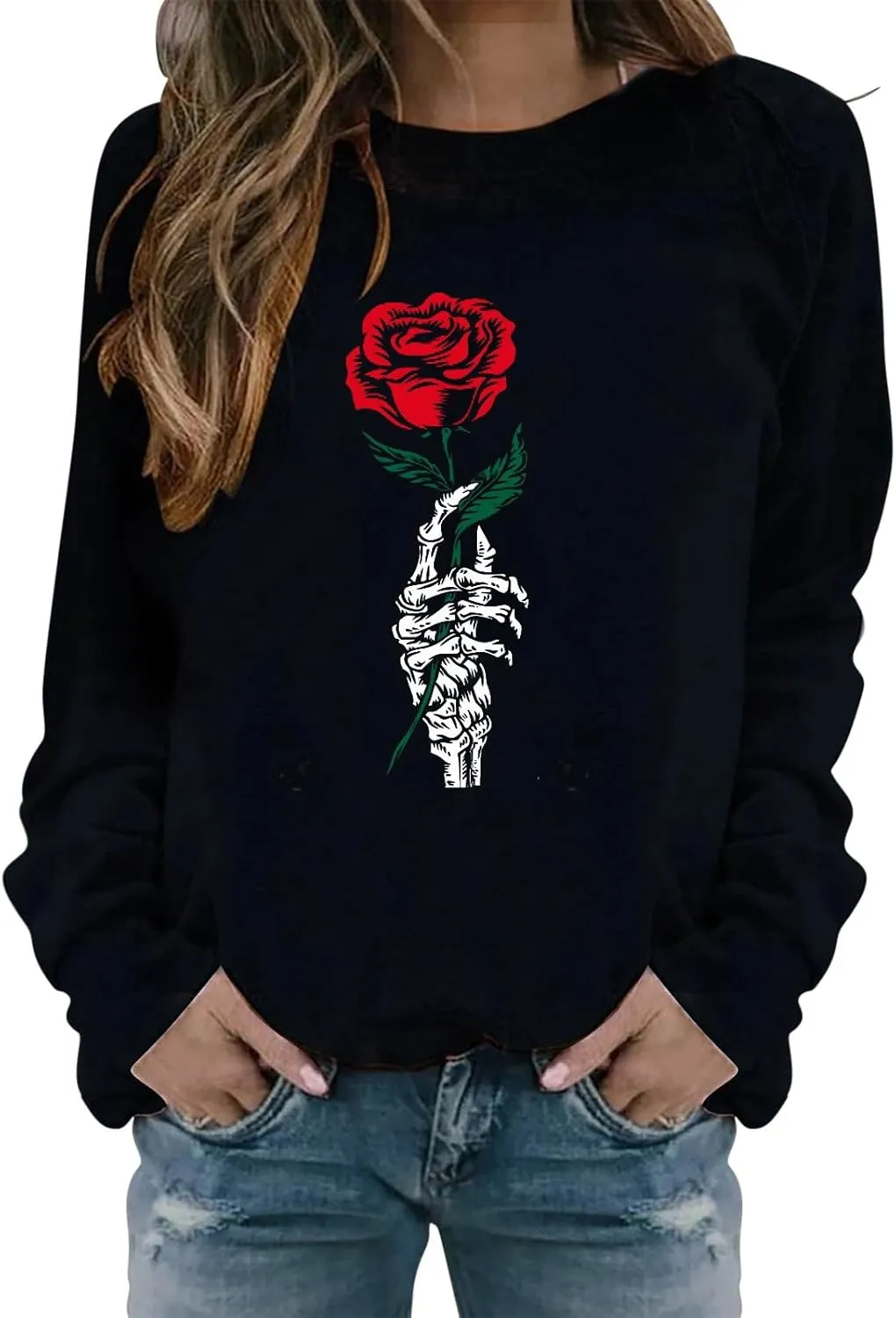 Womens Floral Print Sweatshirt Long Sleeve Crewneck Pullover Tops Fashion Lightweight Tunic Tops Fall Winter Tunic Tops
