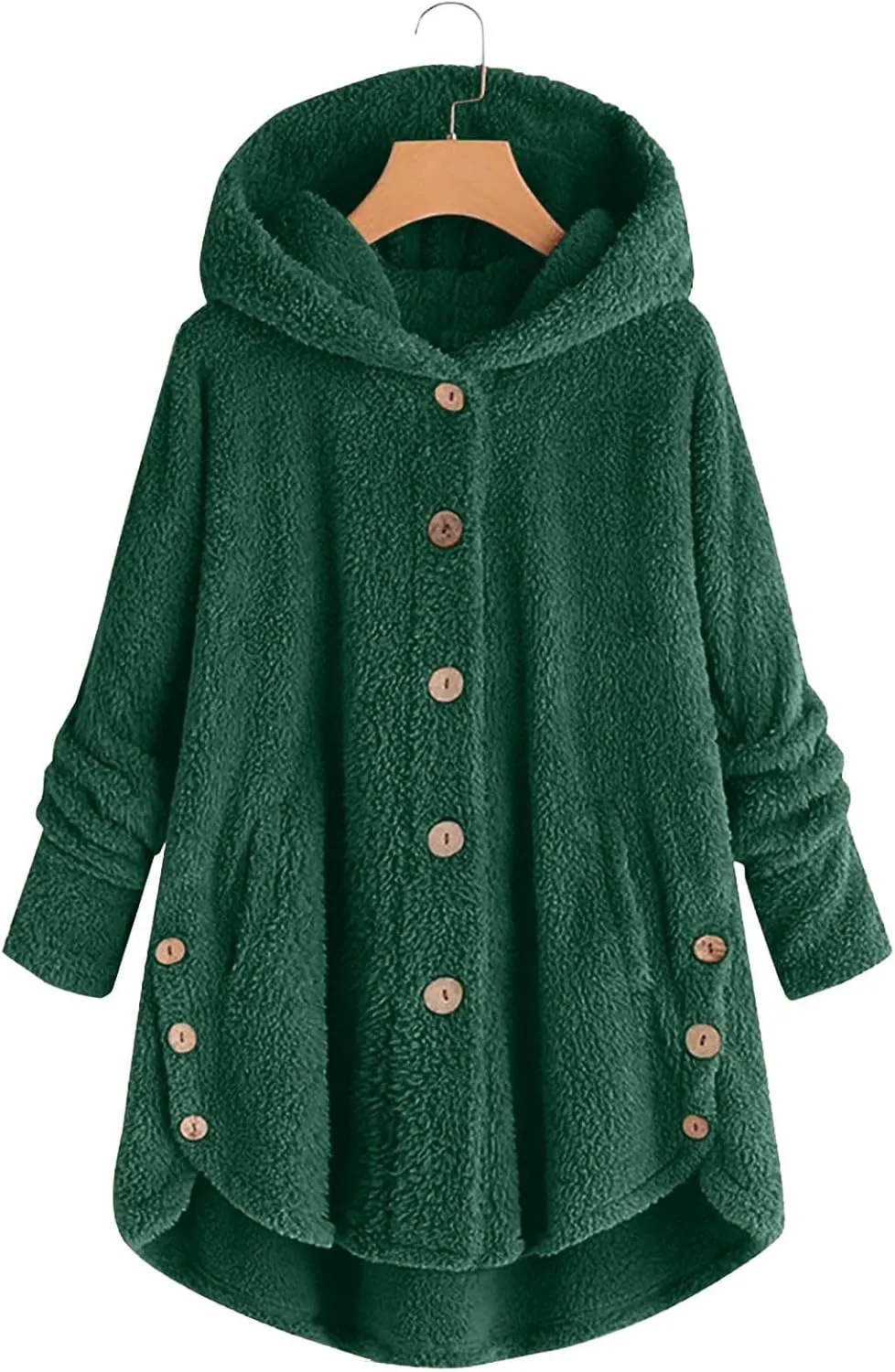 women's Fuzzy Fleece Jacket Oversized Sherpa Coat Pullover Jacket with Hood Winter Jackets Plus Size Warm Outerwear