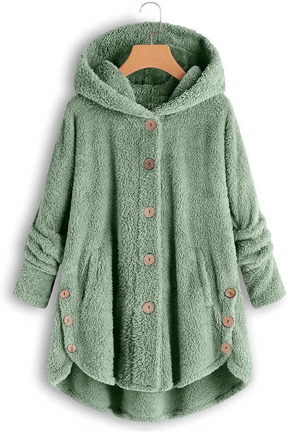 women's Fuzzy Fleece Jacket Oversized Sherpa Coat Pullover Jacket with Hood Winter Jackets Plus Size Warm Outerwear