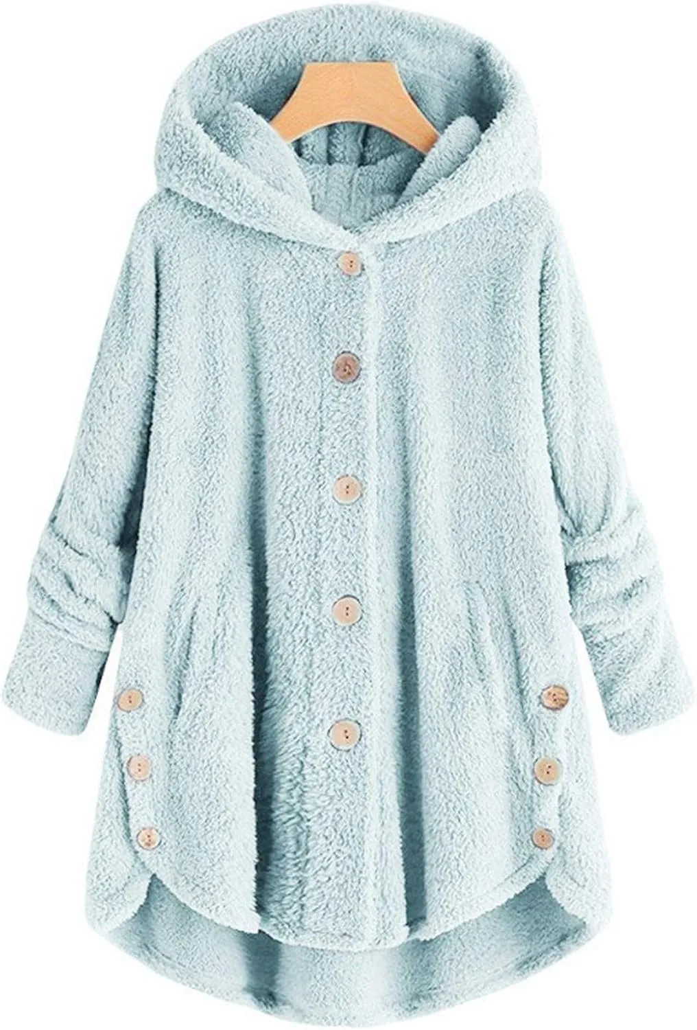 women's Fuzzy Fleece Jacket Oversized Sherpa Coat Pullover Jacket with Hood Winter Jackets Plus Size Warm Outerwear