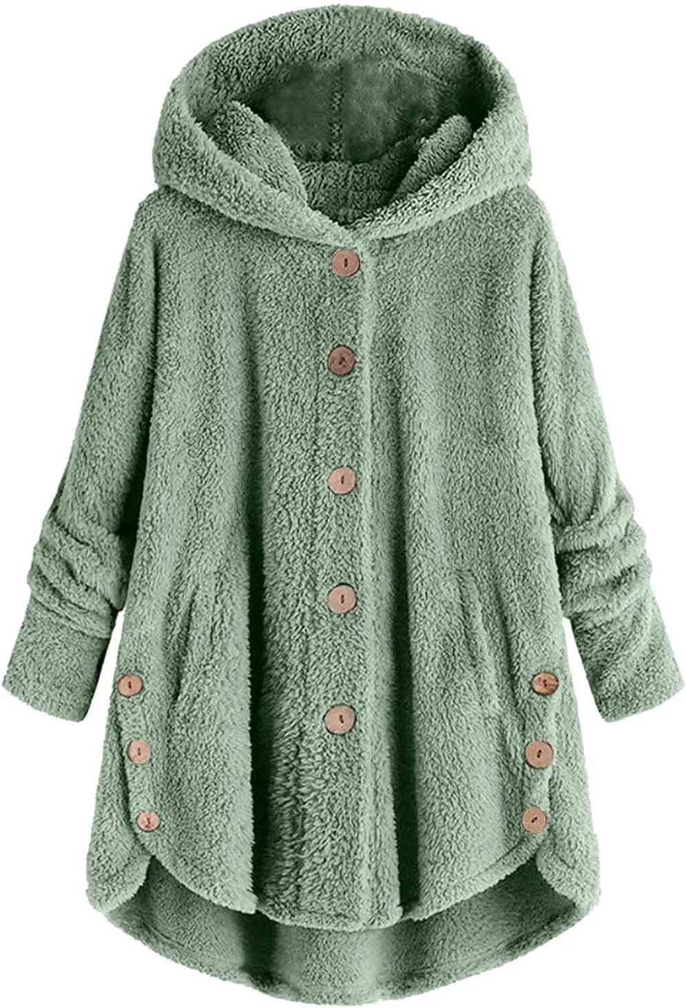 women's Fuzzy Fleece Jacket Oversized Sherpa Coat Pullover Jacket with Hood Winter Jackets Plus Size Warm Outerwear
