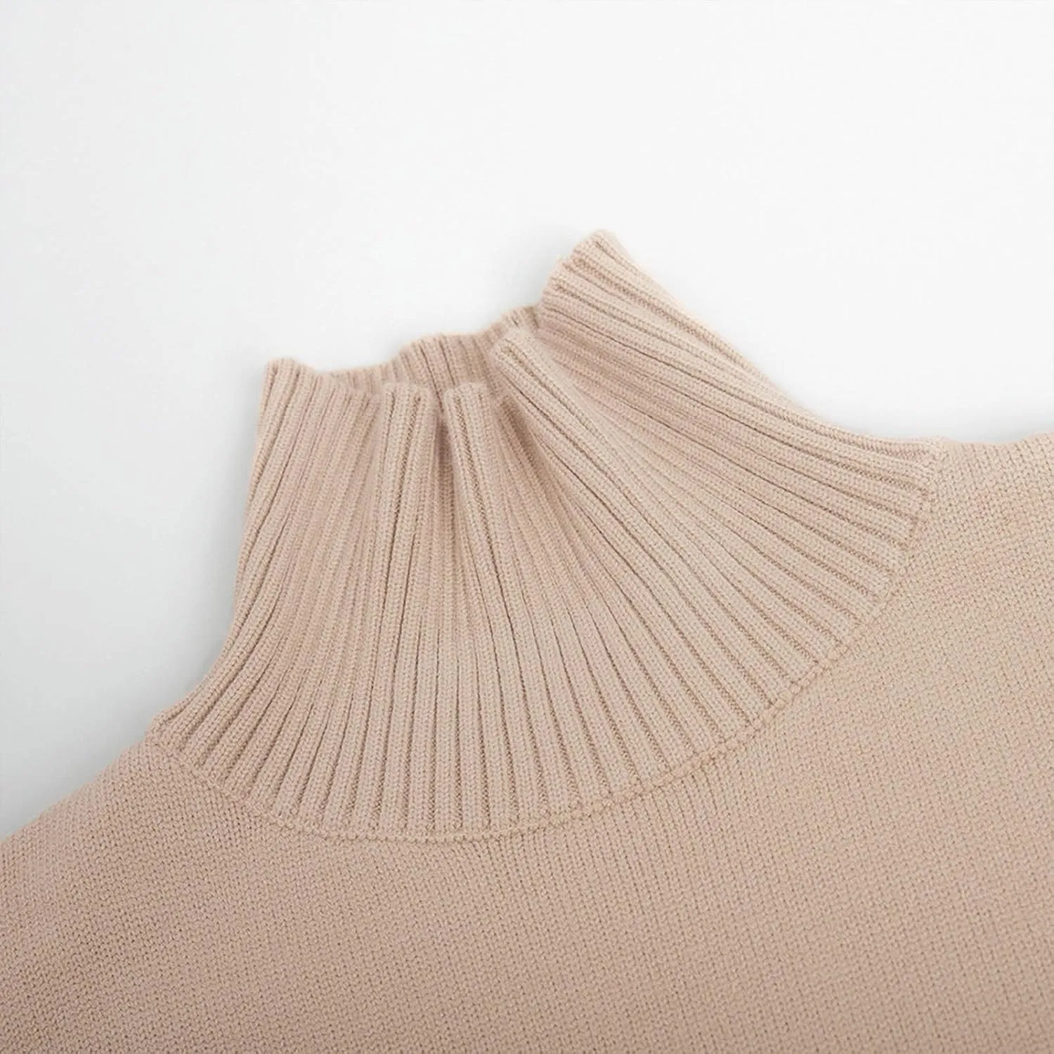 Womens High Neck Cable Knit Long Sleeve Sweaters Trendy Solid Loose Casual Oversize Turtleneck Pullovers Sweater