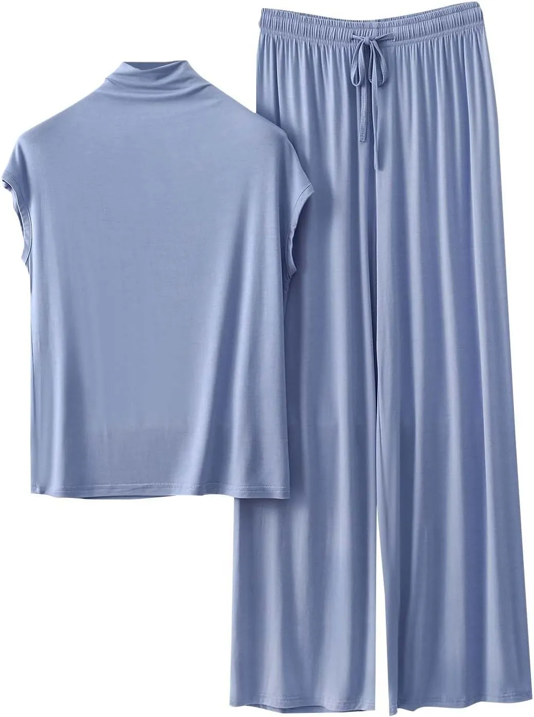 Women's High Neck Sleeveless Modal Lounge Sets 2 Piece Pajama Outfits Soft Tops and Wide Leg Pants Comfy Sleepwear