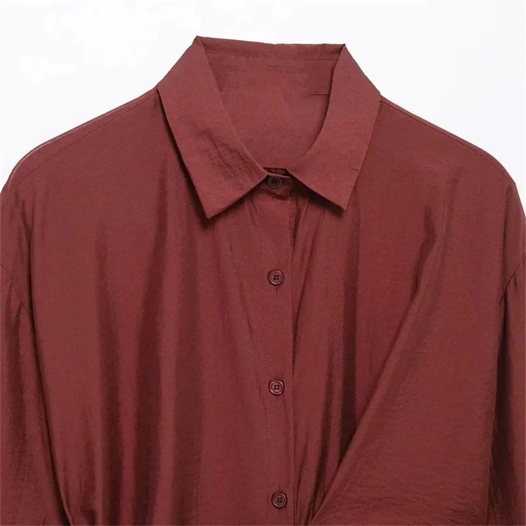 Women's Large Size Shirts Blouses Bow Lace-Up Long Sleeve Tops Office Elegant Tops