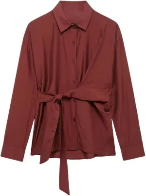 Women's Large Size Shirts Blouses Bow Lace-Up Long Sleeve Tops Office Elegant Tops