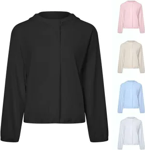 Women's Lightweight Workout Jacket Elastic Hem Cooling Summer Athletic Shirts Long Sleeve UV Sun Protection Clothes