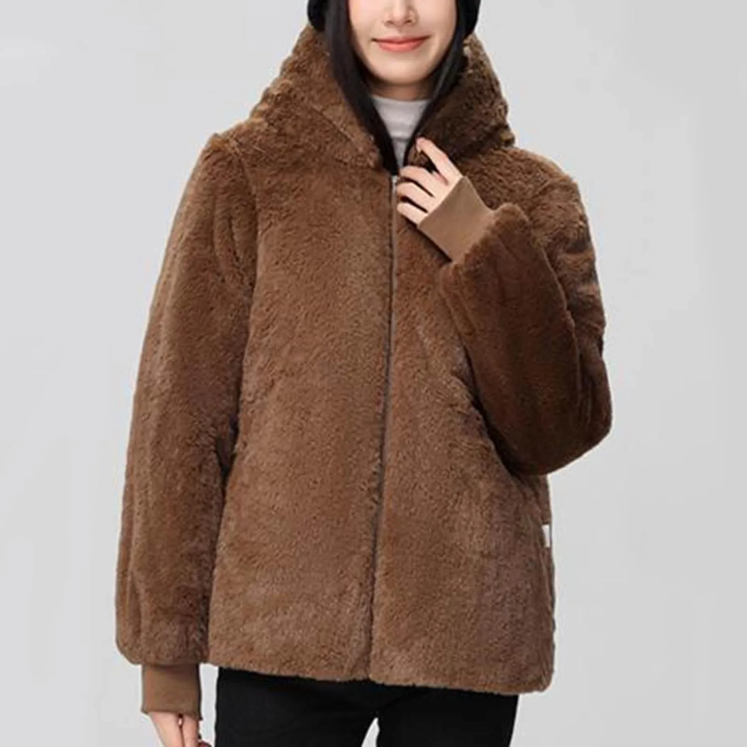 Women's Mid-Length Parka Winter Outerwear Jacket Soft Fleece Warm Snow Coats Reversible Jackets Fashion Cute Coat