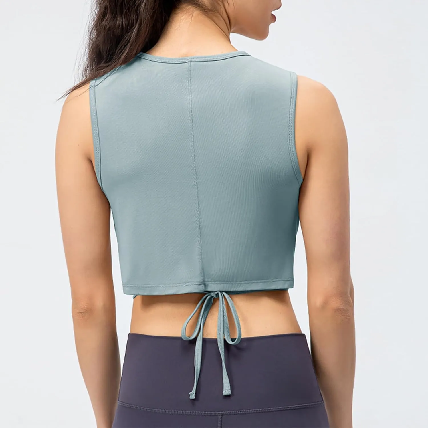 Women's Modal Sports Tank Tops, Lightweight Sleeveless Quick-Dry Athletic Yoga Shirts Fashion Front Tie Knot Top
