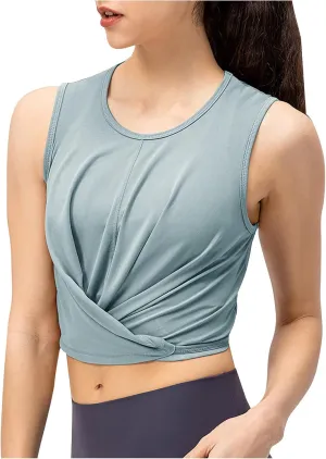 Women's Modal Sports Tank Tops, Lightweight Sleeveless Quick-Dry Athletic Yoga Shirts Fashion Front Tie Knot Top