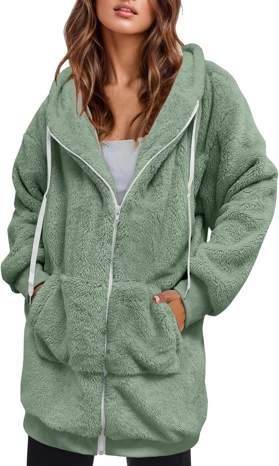 Women's Plus Size Casual Color Block Sweatshirt Zipper Hoodie Loose Blouse Warm Coat Boil Wool Jacket Women