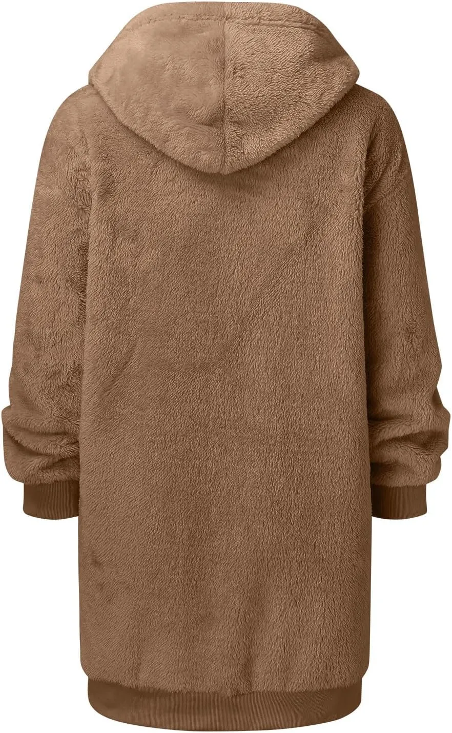Women's Plus Size Casual Color Block Sweatshirt Zipper Hoodie Loose Blouse Warm Coat Boil Wool Jacket Women