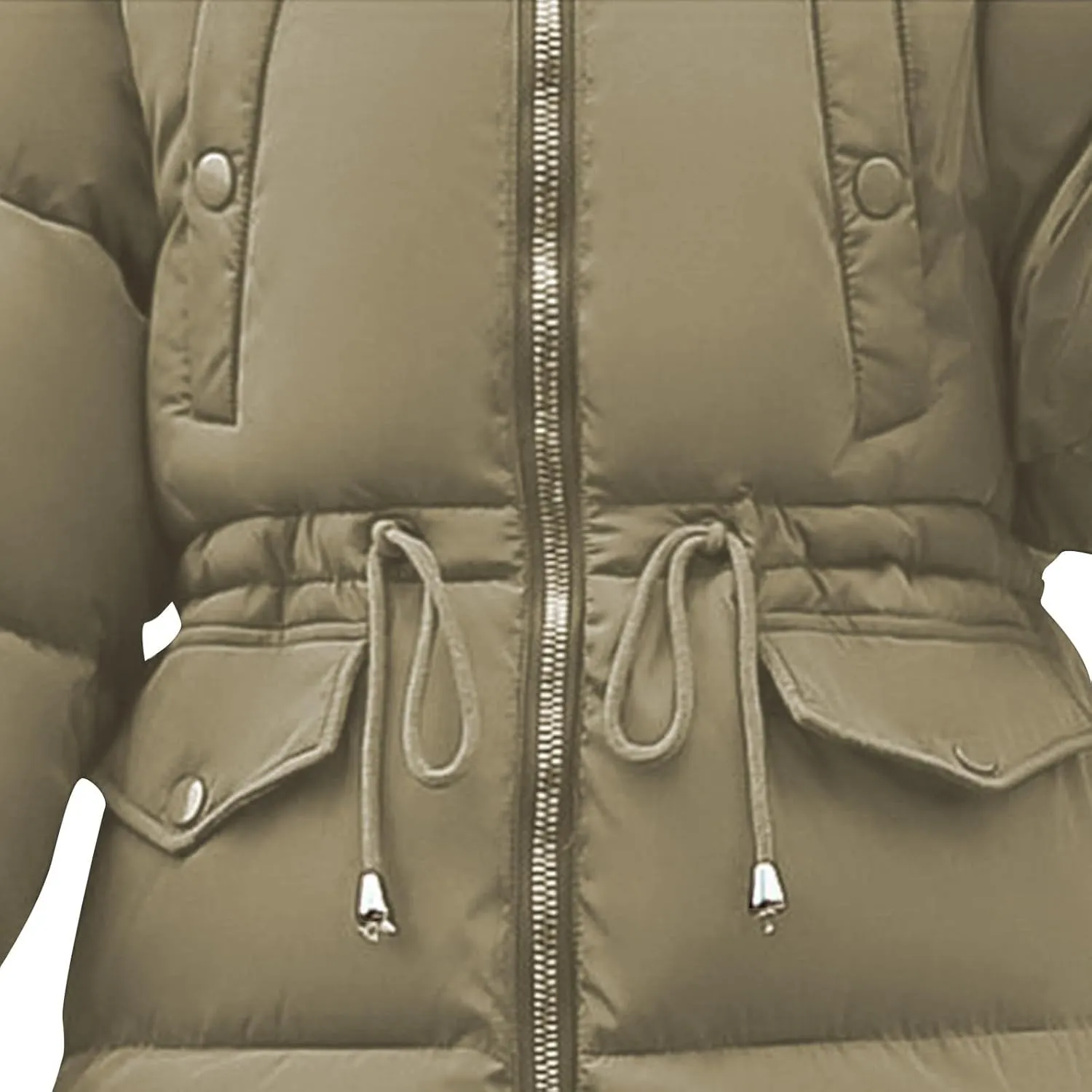 Womens Puffer Coat with Fur Hood Thicken Warm Long Quilted Down Jackets Plus Size Full Zip Windproof Parka Outerwear