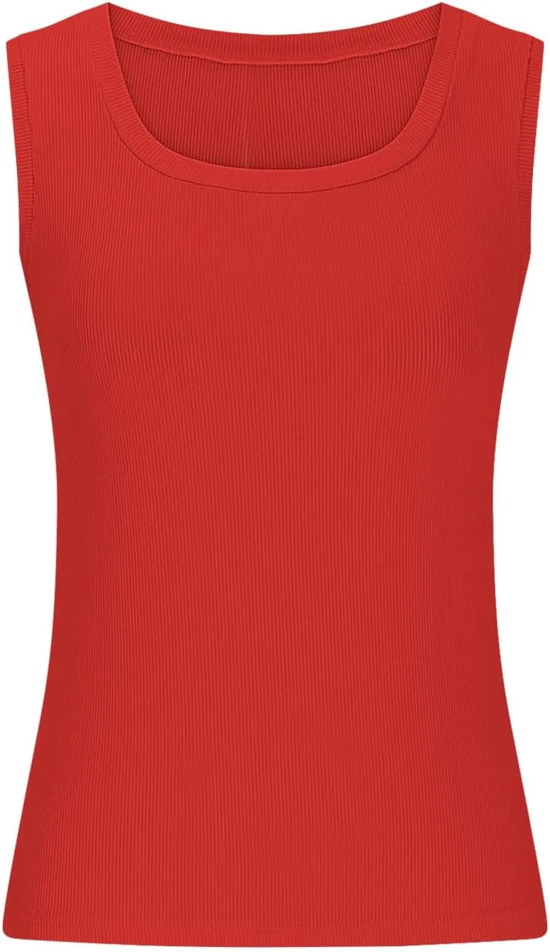 Womens Ribbed Knit Tank Tops Sleeveless U Neck Basic Slim Fit Top Fashion Summer Casual Shirt 2025 Clothes