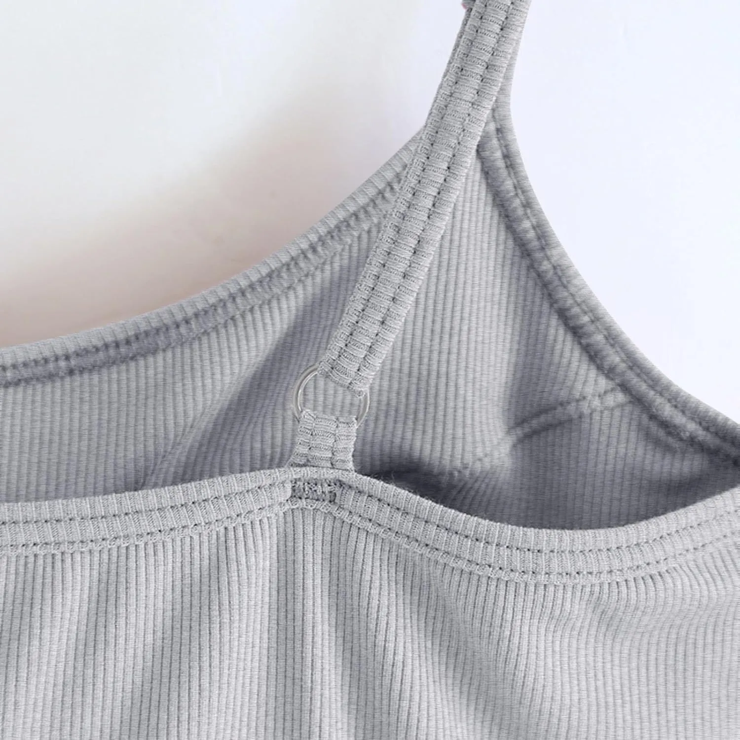 Womens Short Camisole with Built in Bra Modal Crop Tops Adjustable Spaghetti Strap Tank Tops