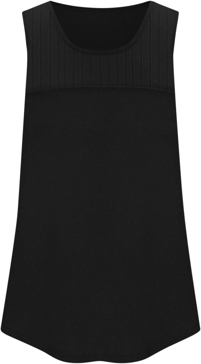 Women's Summer Pleated Front Tank Top Sleeveless Crewneck Business Casual Loose Shirts 2025 Fashion Tunic Tops