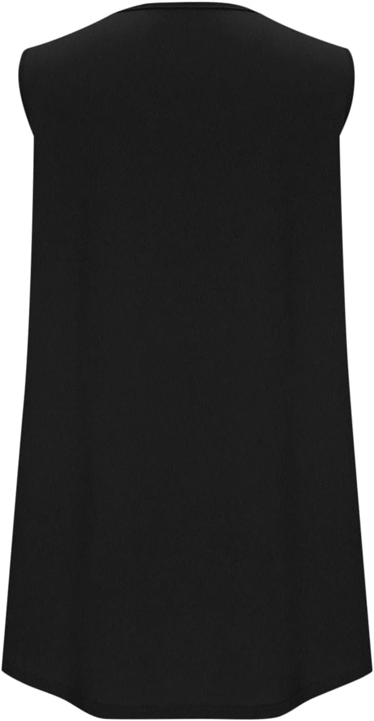 Women's Summer Pleated Front Tank Top Sleeveless Crewneck Business Casual Loose Shirts 2025 Fashion Tunic Tops