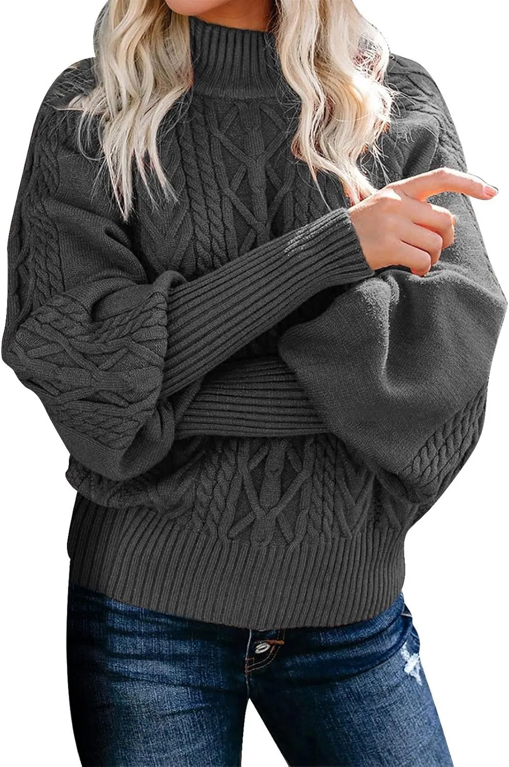 Womens Sweater Ladies Fashionable Comfortable Solid Color Pullover Long Sleeve Top Sweater Dark Sweatshirt