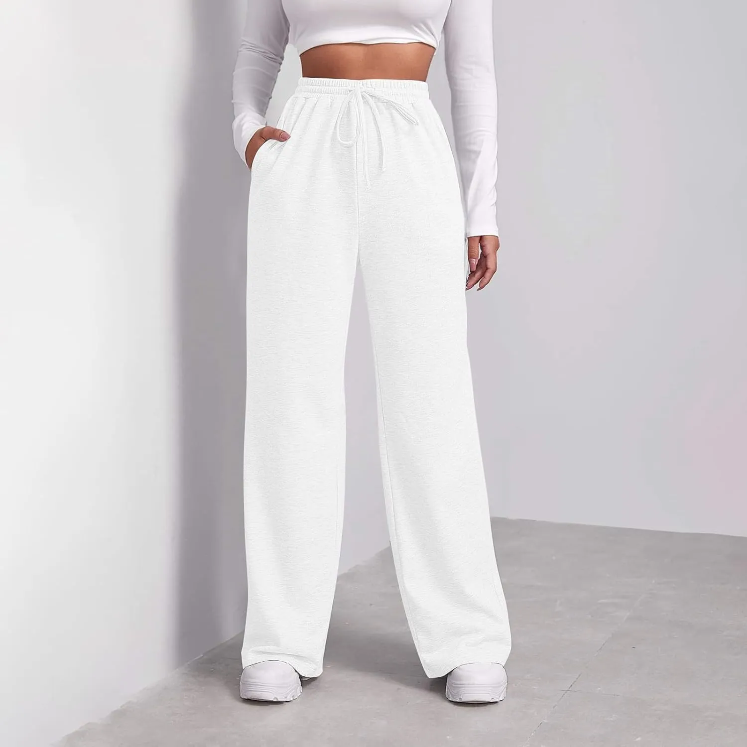 Womens Sweatpants Running Gym Casual Bottoms Sports Joggers Preppy High Waisted Drawstring Pants Trousers