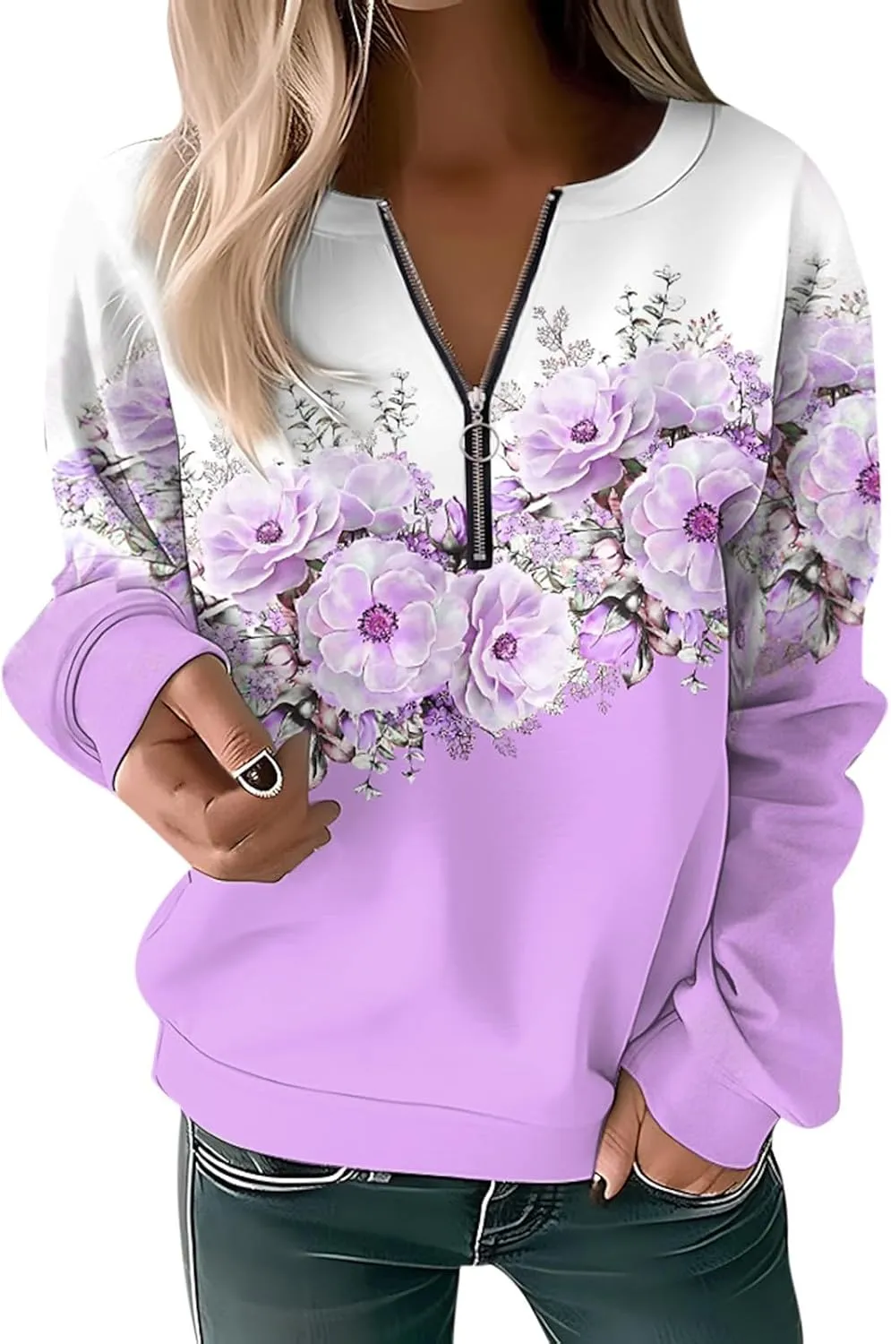 Womens Sweatshirts Quarter Zip Sweatshirts Pullover Casual Zip Up Cute Hoodies 2023 Fall Outfits Athletic Tops