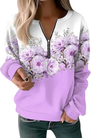 Womens Sweatshirts Quarter Zip Sweatshirts Pullover Casual Zip Up Cute Hoodies 2023 Fall Outfits Athletic Tops