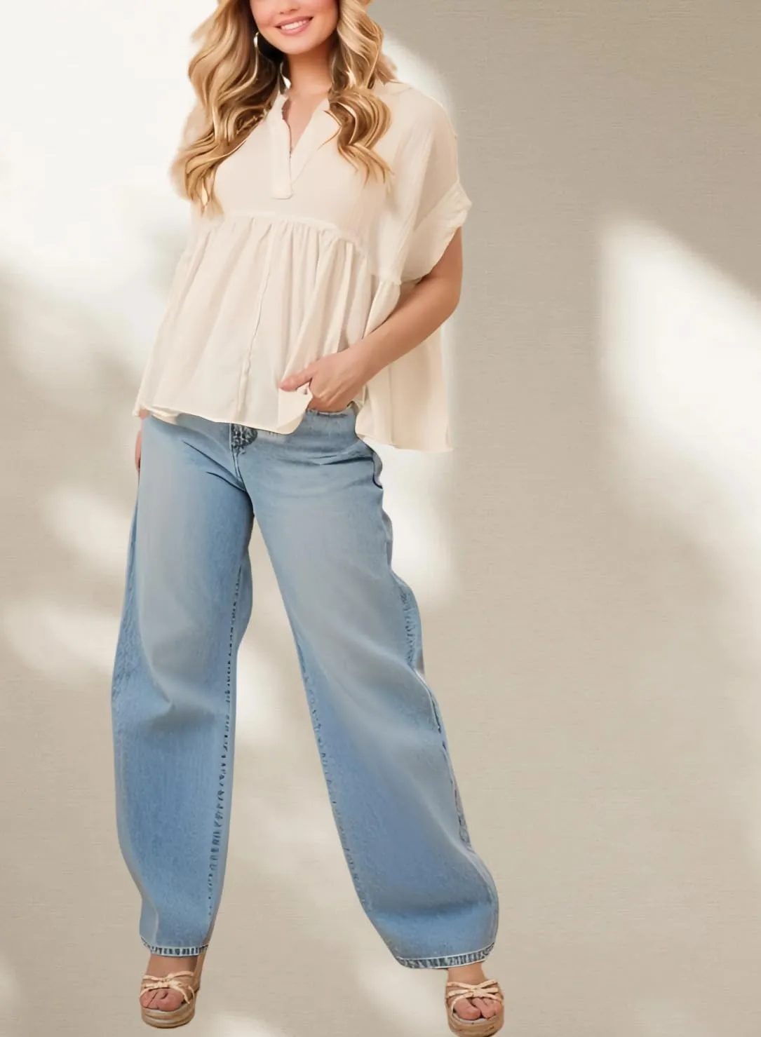 Women's Tops Short Sleeve V Neck Flowy Cute Summer Tops Oversized Tshirts Trendy Clothes