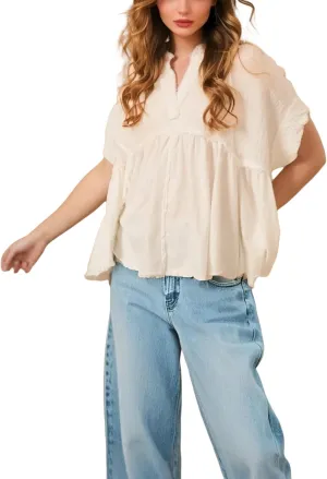 Women's Tops Short Sleeve V Neck Flowy Cute Summer Tops Oversized Tshirts Trendy Clothes