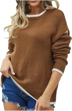 Womens Turtleneck Oversized Sweaters Lightweight Casual Crewneck Long Sleeve Pullover Loose Chunky Knit Jumper Top