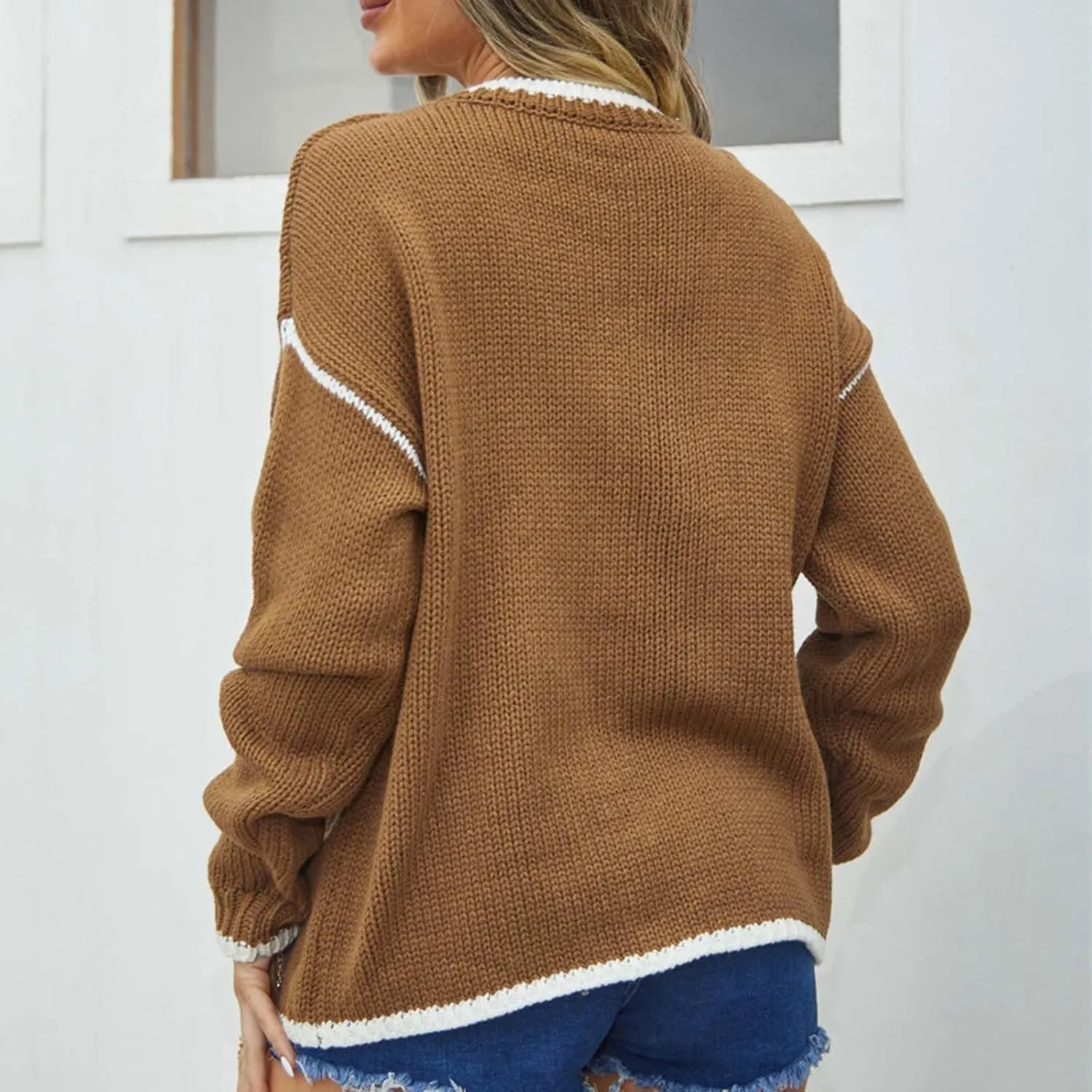 Womens Turtleneck Oversized Sweaters Lightweight Casual Crewneck Long Sleeve Pullover Loose Chunky Knit Jumper Top