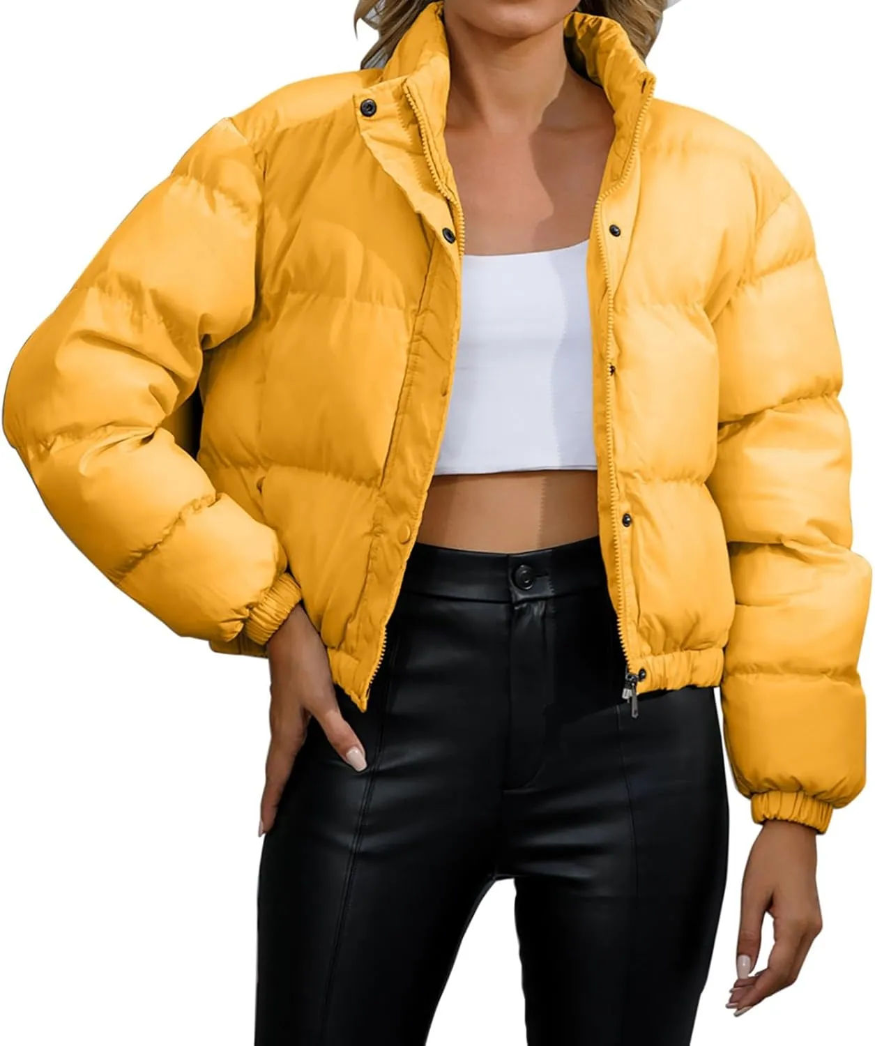 Womens Winter Coats Light Down Zip Up Puffer Jacket Oversized Long Sleeve Lightweight Coat With Pocket