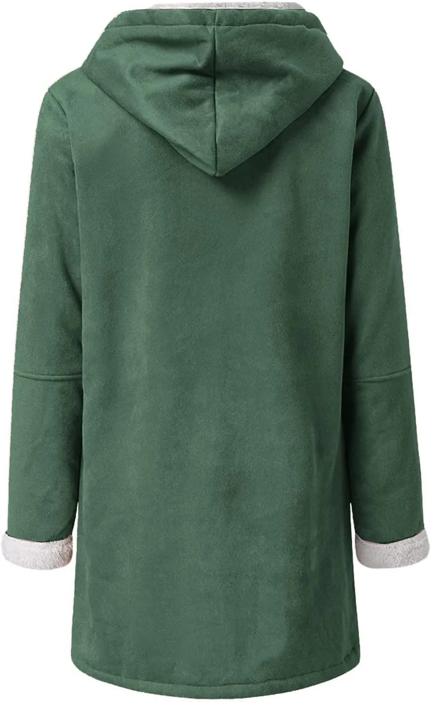 Women's Winter Fuzzy Fleece Coats Long Sleeve Lapel Zip Pockets Fleece Sherpa Jacket Casual Trendy Outerwear