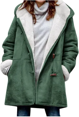 Women's Winter Fuzzy Fleece Coats Long Sleeve Lapel Zip Pockets Fleece Sherpa Jacket Casual Trendy Outerwear