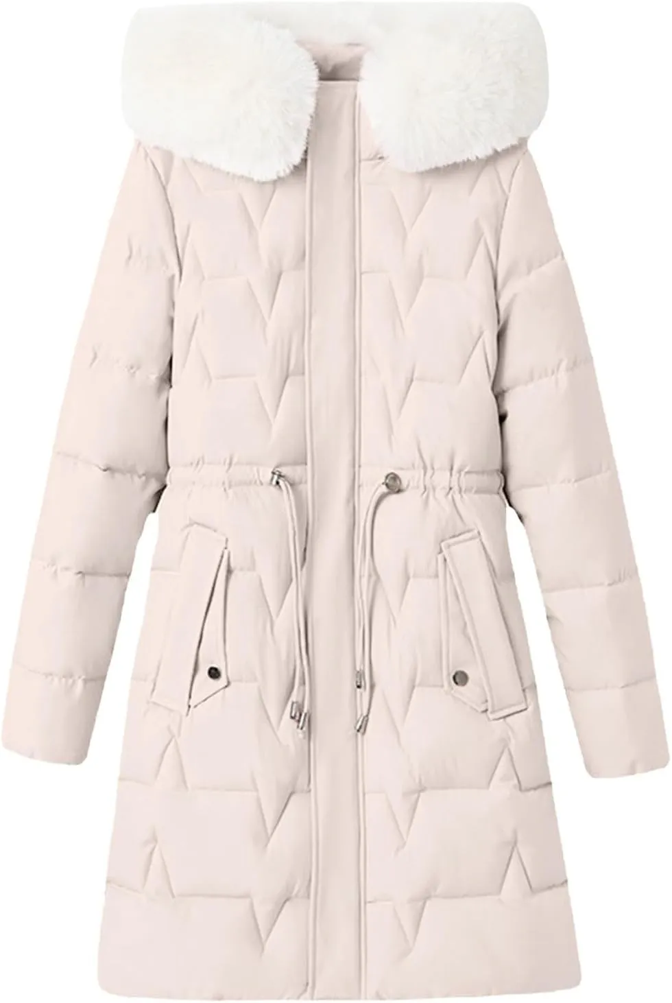 Women's Winter Puffer Coat Thicken Waterproof Hoodie Fashion Down Jacket with Removable Faux Fur Hooded Parka Outwear