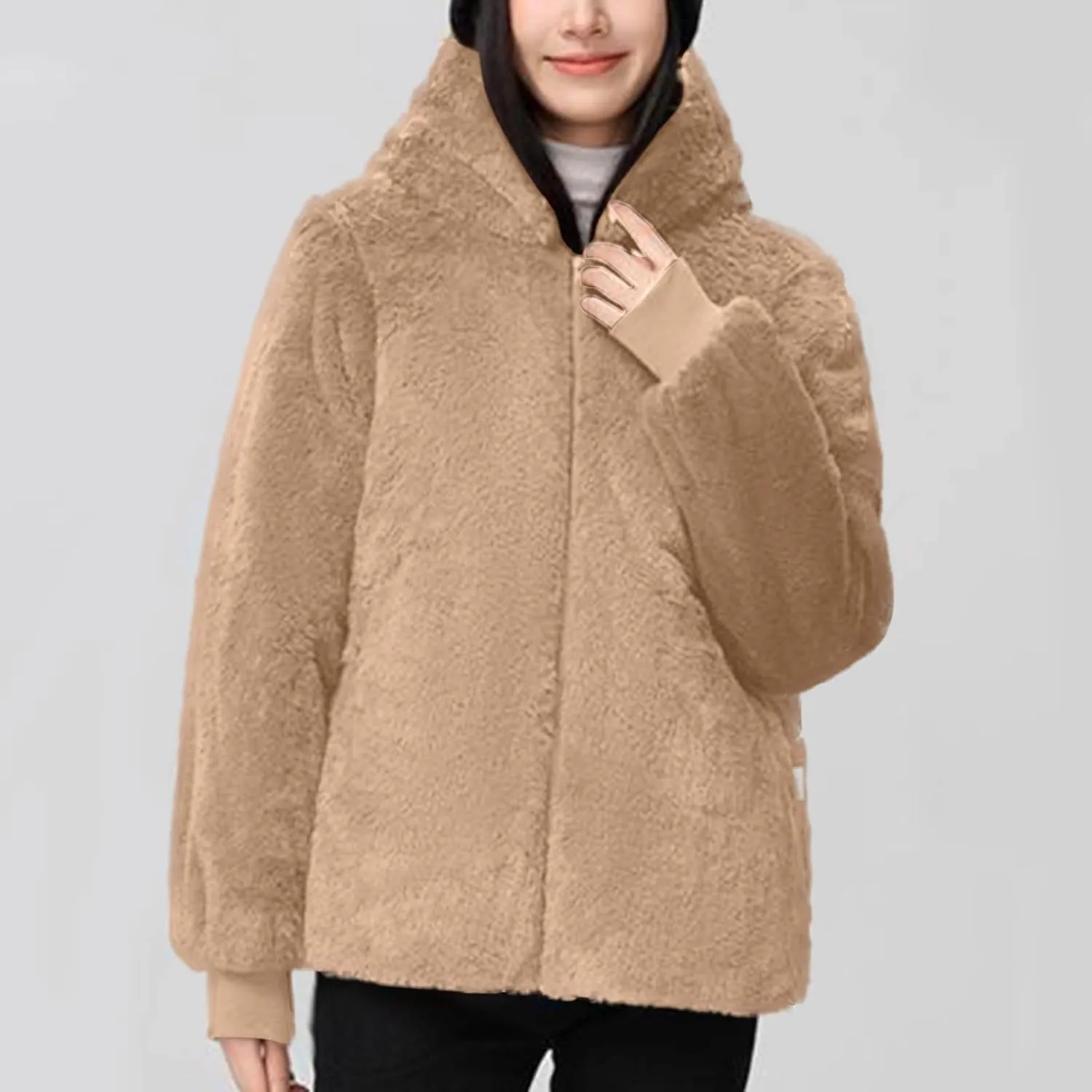Women's Winter Thicken Military Parka Jacket Warm Fleece Cotton Coat with Fur Hood Reversible Wear Versatile Coats