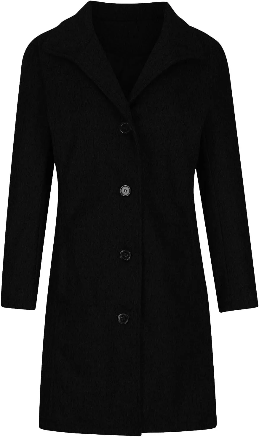 Womens Winter Wool Blend Coats Dressy Pea Coats Classic Lapel Wool Single Breasted Long Coat Dress Trench Coats