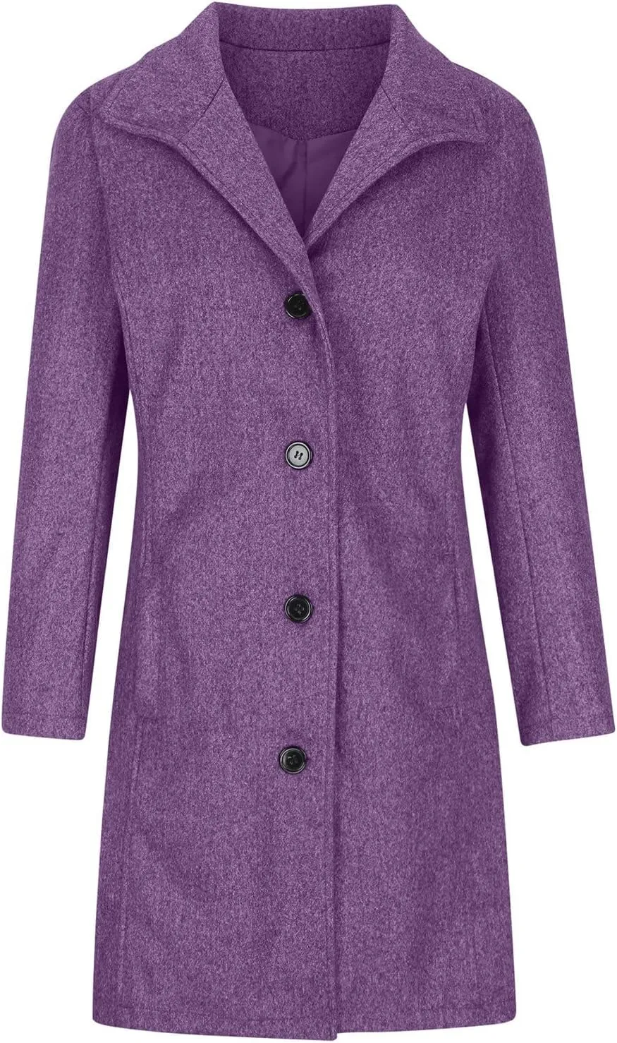 Womens Winter Wool Blend Coats Dressy Pea Coats Classic Lapel Wool Single Breasted Long Coat Dress Trench Coats