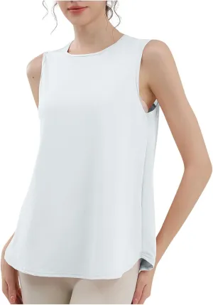 Workout Tank Tops for Women Loose Fit Hem Sleeveless Tanks Trendy Yoga Athletic Outfits Outdoor Sport Clothes