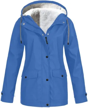 XUETON Women's Casual Zip Up Anork Jackets Thick Fleece Lined Plush Hooded Faux Hooded Thicken Warm Utility Anorak Safari Coat