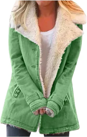 XUETON Women's Warm Winter Coat Full Zip Thick Fleece Lined Plush Hooded Jackets Utility Anorak Safari Coat