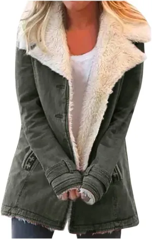 XUETON Women's Warm Winter Coat Full Zip Thick Fleece Lined Plush Hooded Jackets Utility Anorak Safari Coat