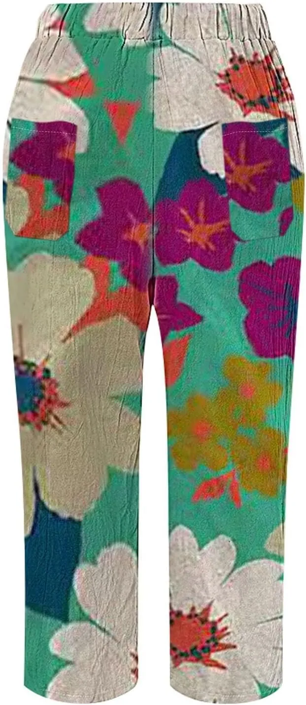 Yoga Pants with Pockets for Women Drawstring Pants Lightweight Elastic Waist Pants Leggings for Women Tummy Control